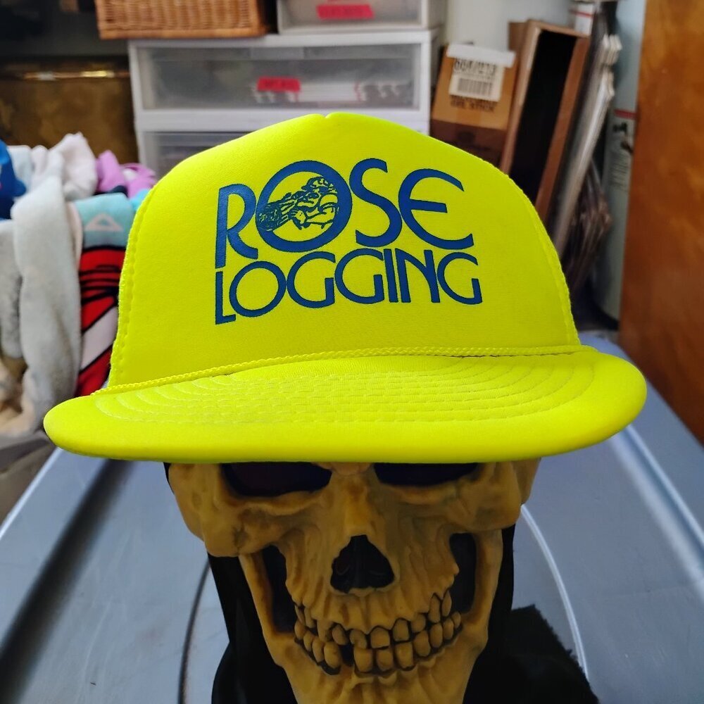 Deadstock Vintage Rose Logging Neon Snap Trucker Hat Cap
